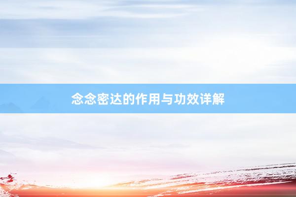 念念密达的作用与功效详解